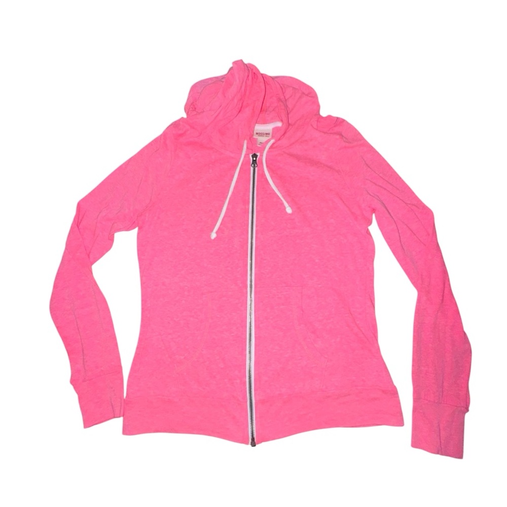 XS Mossimo Women's Pink Zip-Up Hoodie - Lightweight Hooded Jacket